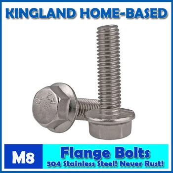

M8 GB5789 Large Hexagon Hex Head Serrated Flange Bolts 304 Stainless Steel Home Improvement SUS304 Full Thread