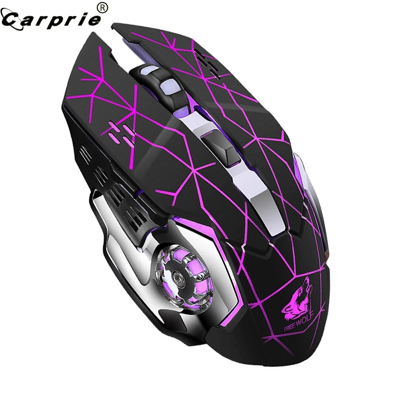 

Rechargeable X8 Wireless Gaming Mouse 2400DPI Silent Noiseless LED Backlit USB Optical Ergonomic Gaming Mice Mute 90214