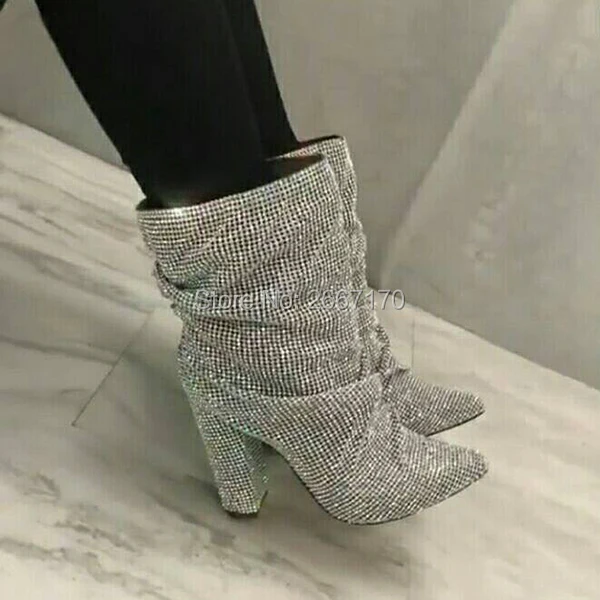 pointy booties with block heel