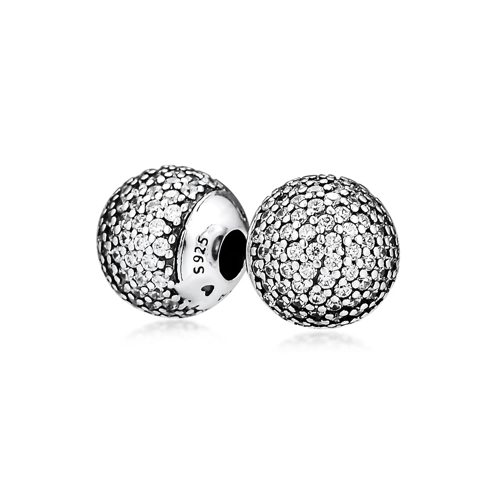 

Fits Pandora Charms Bangle Pave Open Bangle Caps with Clear CZ 100% 925 Sterling Silver Europe Beads for Jewelry Making