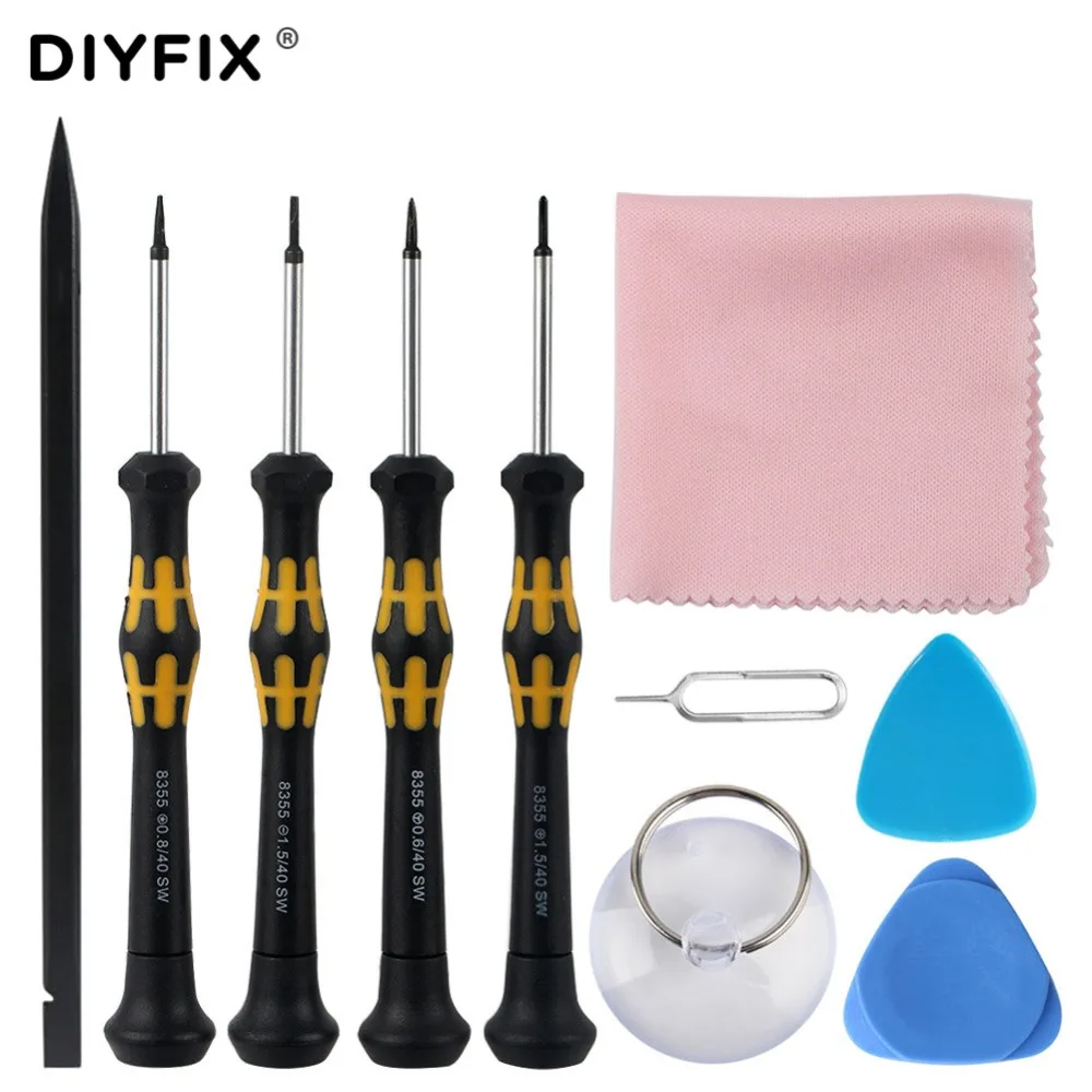 

DIYFIX 10 в 1, набор для ремонта мобильных телефонов с открытым креплением, набор магнитных отверток для iPhone X/7/8, набор ручных инструментов