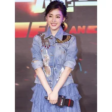 Блестки горный хрусталь бисероплетение вышивка джинсовой верхняя одежда бабочка мультфильм короткий дизайн джинсовой верхняя одежда