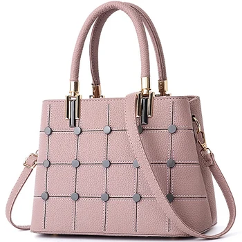 

Handbag Plaid Rivet Handbag Female Shoulder Bag High Leather Wallet