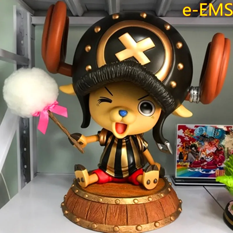 

ONE PIECE Reindeer Black Gold Tony Tony Chopper 1:1 Sitting Posture Wooden Cask Resin Statue Action Figure Model Toy G2447