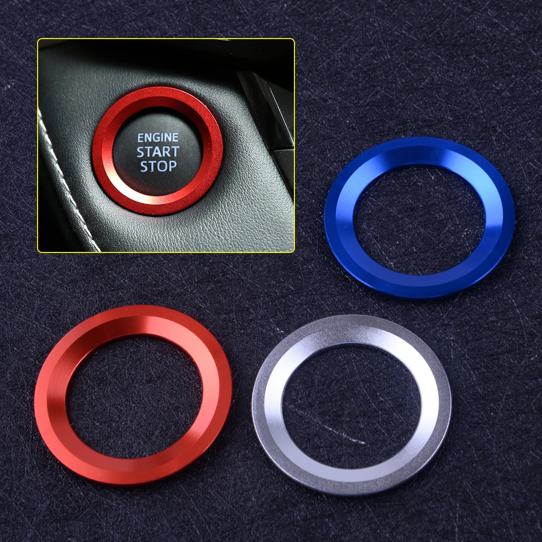 beler Engine Ignition Switch Start Stop Push Button Ring Trim Cover
