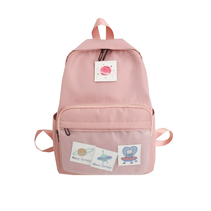 DCIMOR Waterproof nylon Women Backpack Female Transparent Front-pocket Travel Backpack Detachable student schoolbag book Mochila - Цвет: pink