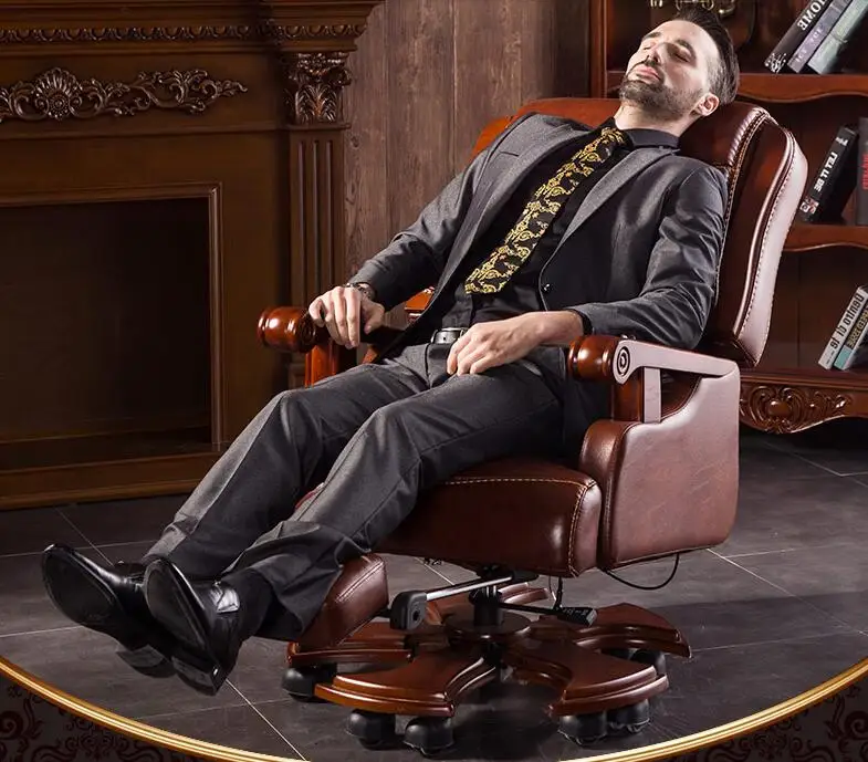 Высококачественный кожаный стул компьютера домой лежащего лифтмассаж boss офисное кресло стул