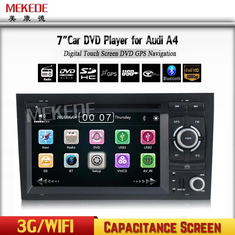 

HD Capacitive screen 2 Din 7 Inch Car DVD Player For Audi/A4 2002-2008 Canbus Radio GPS Navigation Free Map FM 3G USB Host Ipod