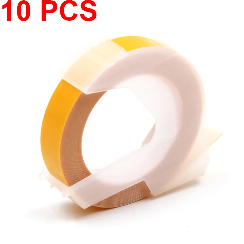Absonic 10 шт. Dymo 3D пластиковые ленты Motex ручной принтер этикеток этикетирование Dymo 3D принтер для тиснения ленты MOTEX E101Tag Maker - Цвет: White on Yellow