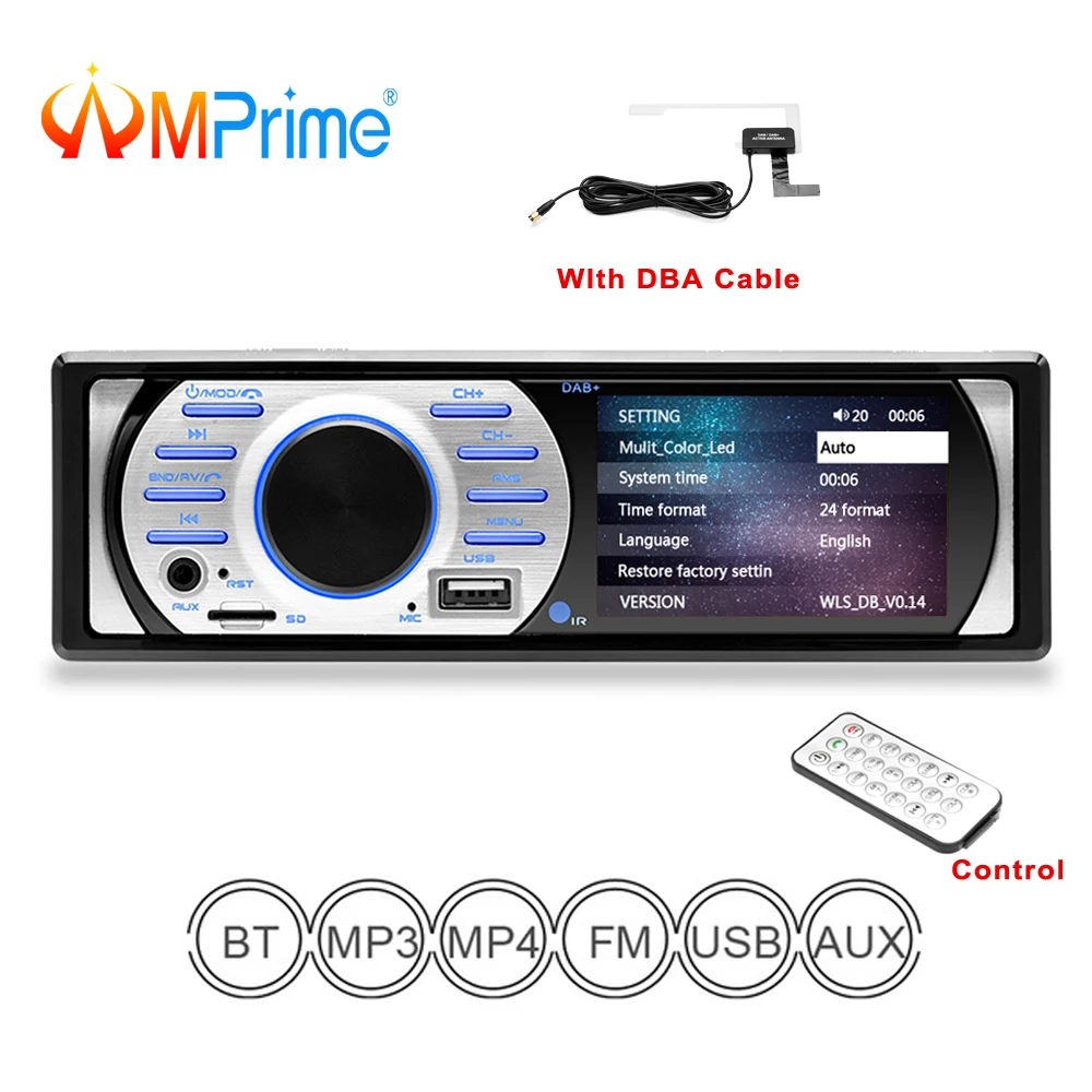 

AMPrime Autoradio dab 1 din Car Audio Radio Stereo Multimedia MP3 MP5 Player Bluetooth Radio Car FM Receiver Remote Control