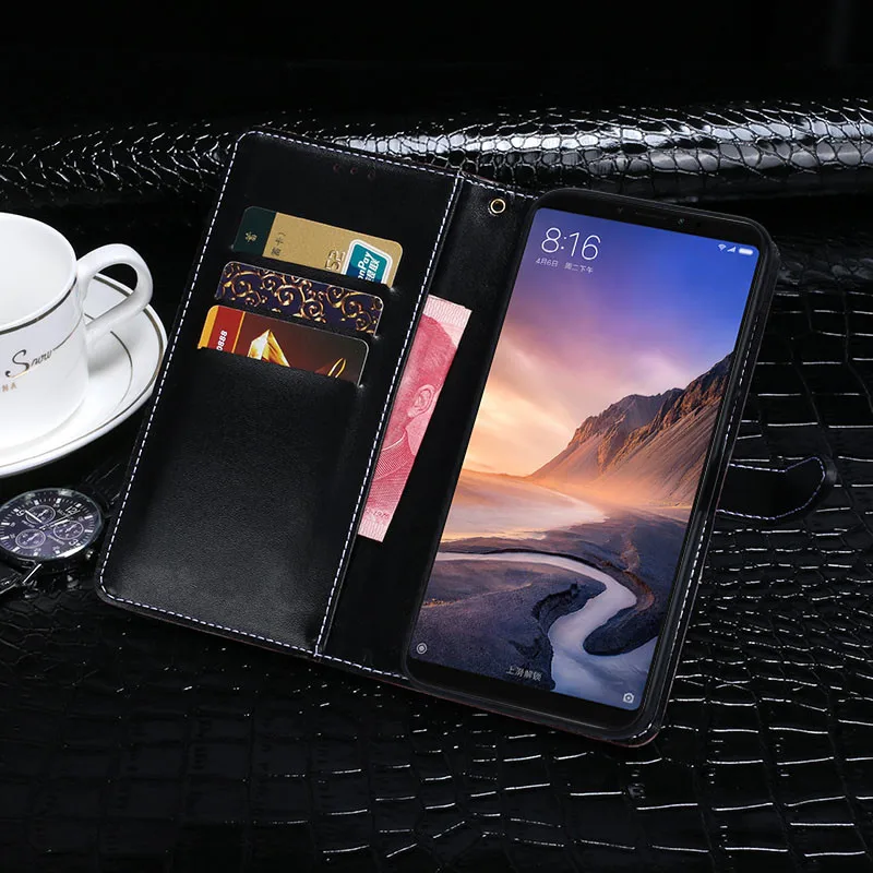 Для Xiaomi Mi макс 3 чехол Роскошный кожаный чехол-книжка кошелек из крокодиловой кожи чехол для Xiaomi Mi Max3 Магнитная крышка защитный чехол-портмоне для телефонов с отделением для карт