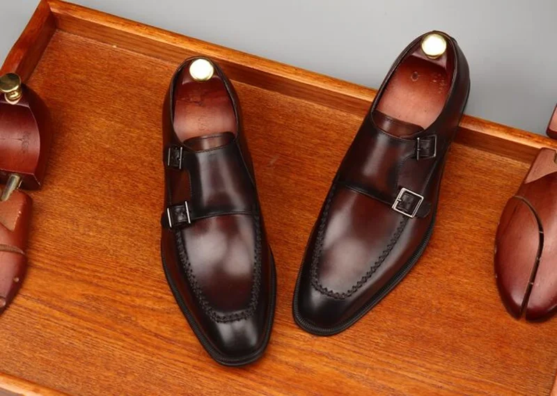 OMDE/модные лоферы из натуральной кожи; Мужская официальная обувь с ремешком; дизайнерская брендовая деловая офисная обувь с пряжкой; мужские свадебные туфли - Цвет: as picture