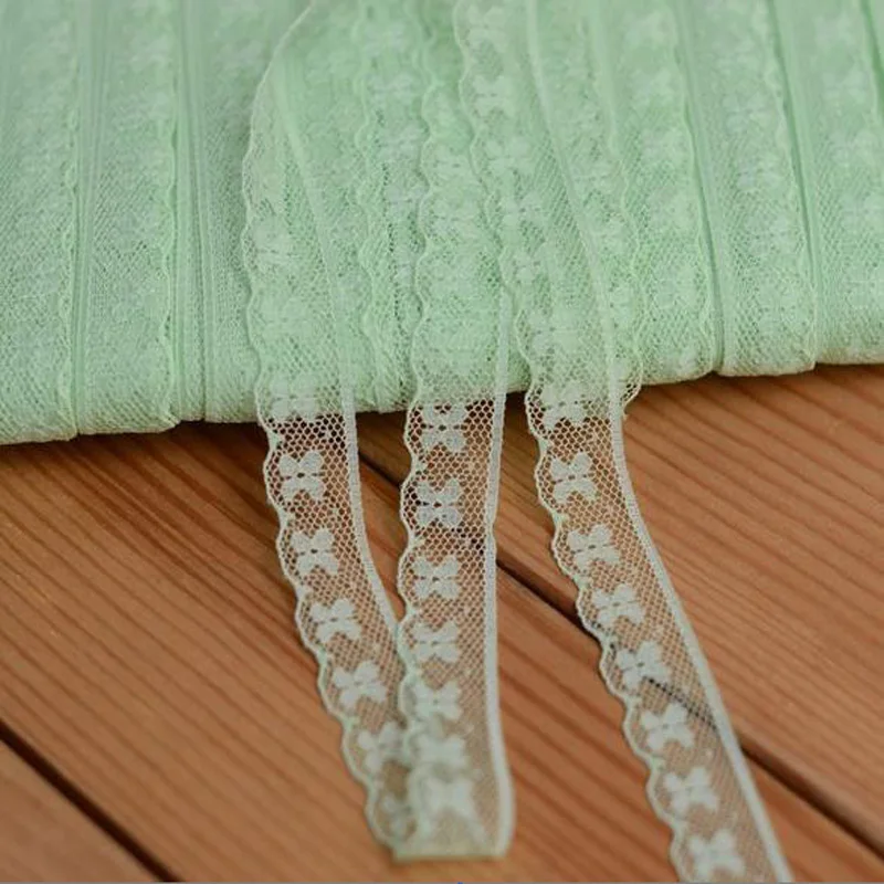 

5yards 1.4cm Width Green Net Soft Lace Trim Mesh Fabric Ribbon Embroidered DIY Sewing Garment Supplies-HBLX