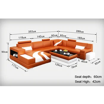 

U-Shaped Italian Leather Sofa, Sectional Corner Sofa,Living Room Sofa set