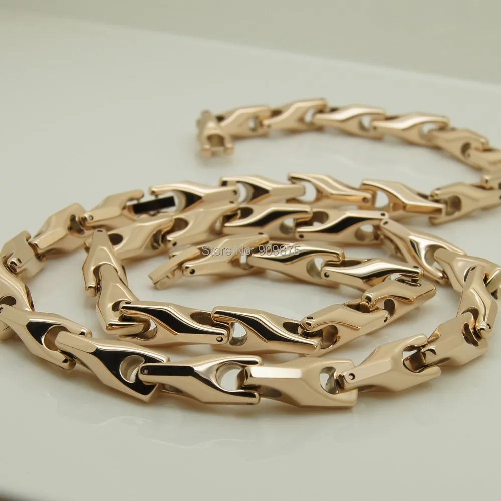 vary width length 14''-40''  8mm width rose gold plating classic design bike chain men/women  hi-tech  tungsten necklaces