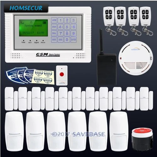 

HOMSECUR App Controlled Wireless GSM LCD Home House Alarm System with Signal Booster+6*PIR+Door Sensor