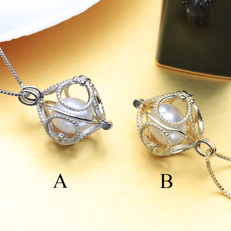 FENASY жемчужное ожерелье с подвеской для женщин, подвески из натурального пресноводного жемчуга, модная повседневная круглая клетка, серебряный цвет