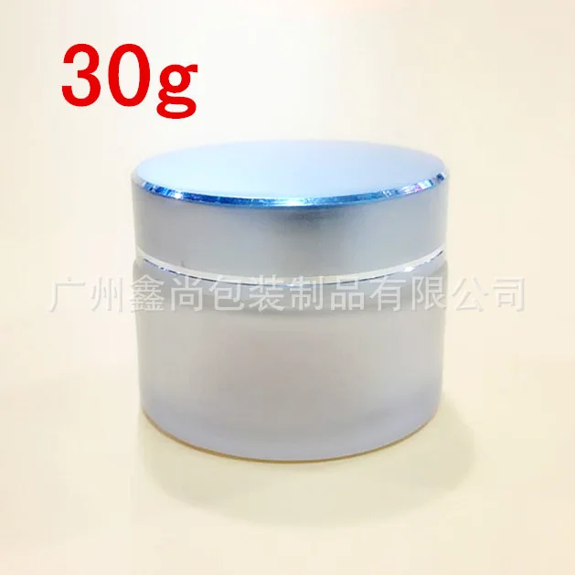 30pcs Wholesale 30g Clear Frosted Glass Cream Jar With Matte Silver