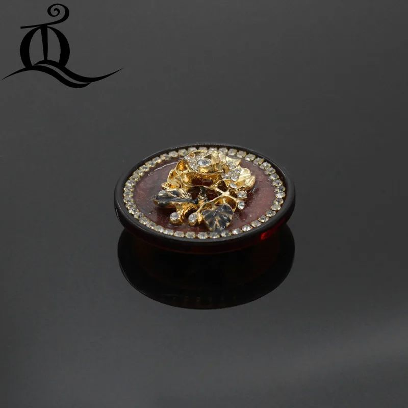 1pcs,40mm red flowers fur buttons coat. Rhinestone Fur