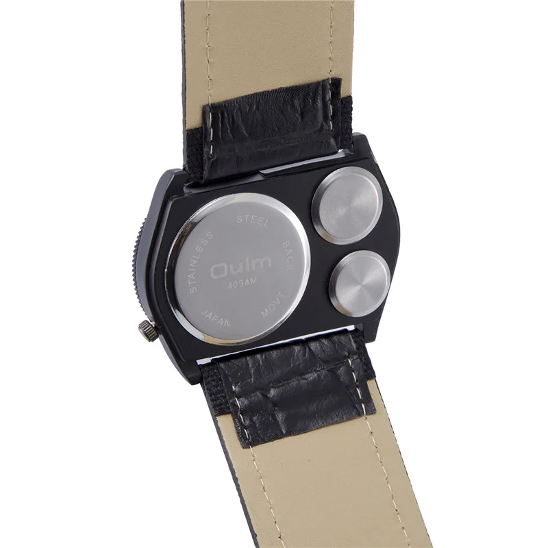 Oulm спортивные наручные часы Мужские кварцевые военные часы Широкий из искусственной кожи компасы украшение-термометр мужские наручные часы erkek kol saati