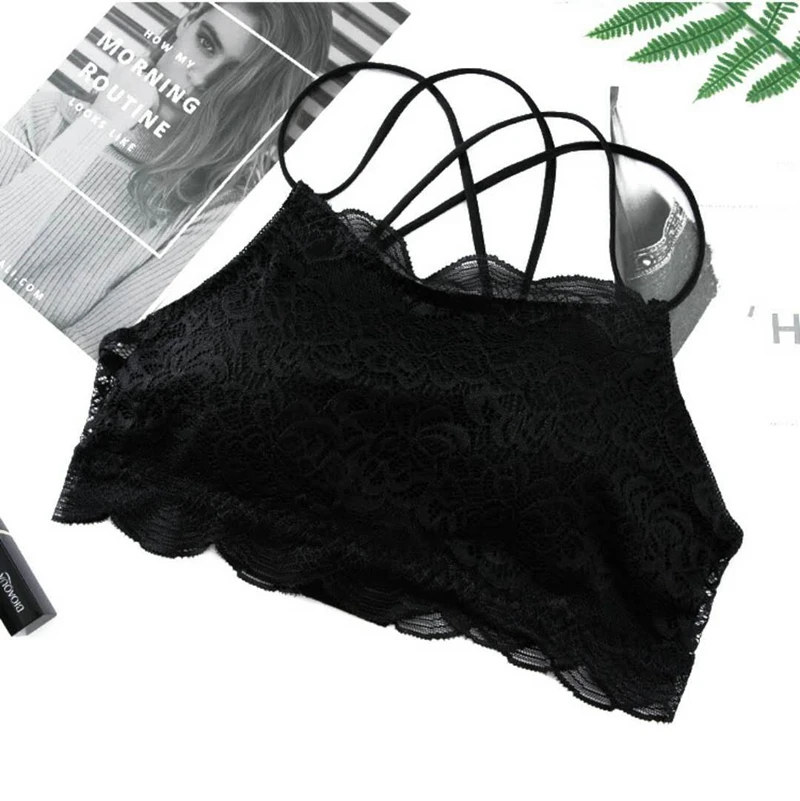 1PCS Sexy Tank Top Women Vest Lace Floral Harness Hollow Camisole Bra Blouses Crop Top Feminino Adjust Strap Tanktop (22)