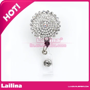 

Free Shipping Crystal Sun Rhinestone Retractable Badge Reel/ ID Badge Holder