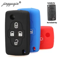 Jingyuqin 4 кнопки Флип дистанционного брелока ключ силиконовый чехол для Citroen C8 для peugeot 1007 ключ крышка защитный чехол
