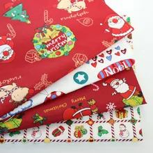 Печатный Рождественский детский хлопковый саржевый ткань для комплект кровати «сделай сам» Ткань для шитья Лоскутное шитье и модное изготовление тканей