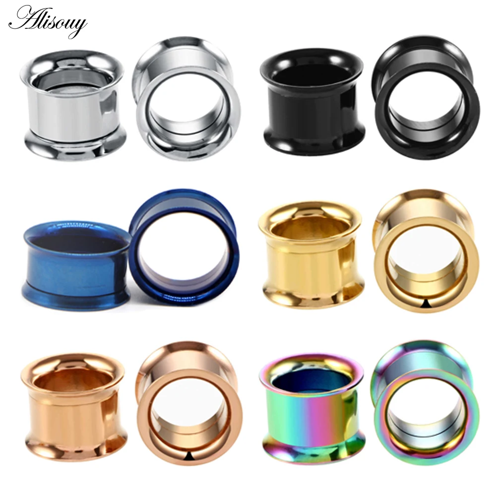 1pc 2mm-25mm Stainless Steel Ear Plugs Tunnels Rose Gold Earrings Body Piercings Jewelry