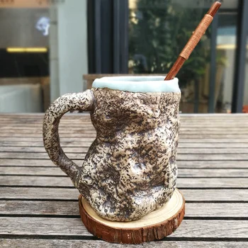 

Archaize Rock Creative Mug Coffee Mug Ceramic Milk Mug Office Meeting Tea Mug with Tray