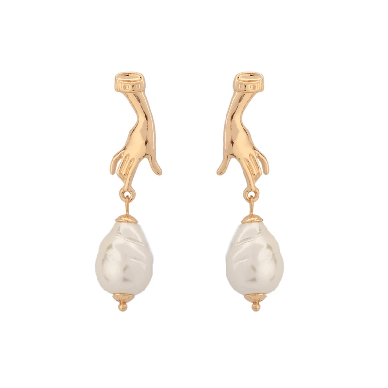

Timeless Wonder Sweet Faux Pearl hand Stud Earrings fancy Star Pop gown top wedding bride gift goddess amazing figure ins 3547