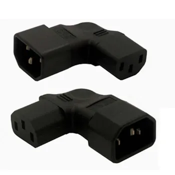 

50pcs/lot IEC320 C14 to C13 connector Left bend Industrial socket Plug C13 to C14 Inlet Electrical Socket plug Power Adapter