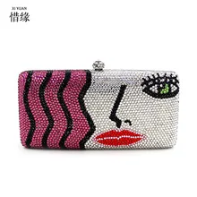 XIYUAN/Брендовые женские вечерние сумки со стразами, металлическая расшитая кристаллами Сумочка-клатч, вечерние сумки, свадебная сумка, Сумочка на плечо, сумочка-браслет, клатч, кошелек
