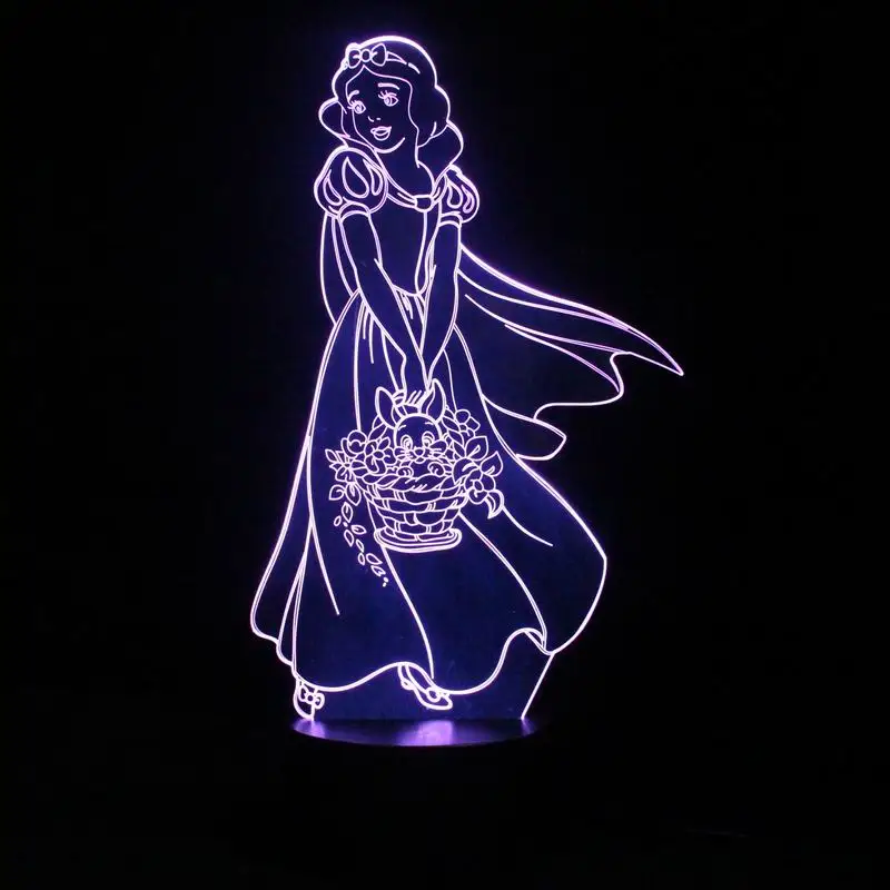 Beautiful 3D Illusion Pretty Girl Pattern LED Night Lights with Touch Table Lamp for Girls Kids Room Decorations & Gifts