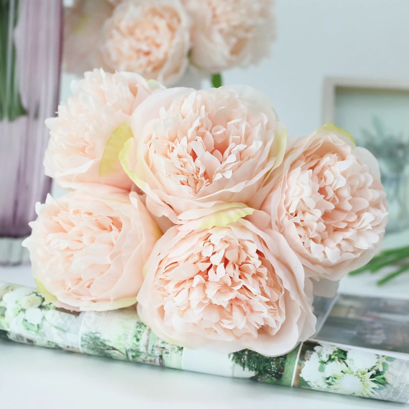 Silk flower wedding bouquet peony dahlias Artificial flowers fall vivid fake wedding flower bridal bouquets decoration (14)