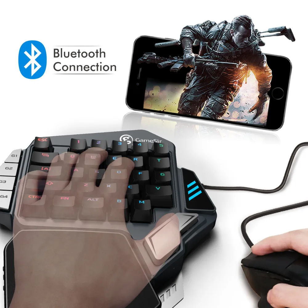 GameSir Z1 Bluetooth Беспроводная игровая клавиатура F телефоны, одна рука Cherry MX Красный переключатель RGB USB Проводная клавиатура/BattleDock для ПК