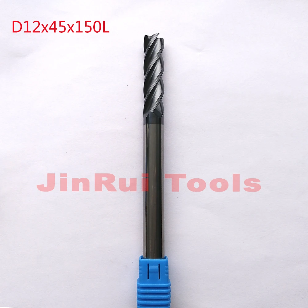 

1pc D12*45*150L HRC55 4 Flutes Flat Square Solide Carbide End Mills CNC router bit milling cutter Tools knife fresa