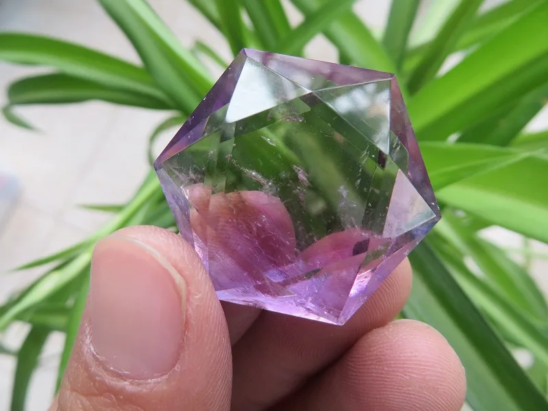 A* 16.8g Natural Amethyst Quartz Crystal Star Of David Carving ART