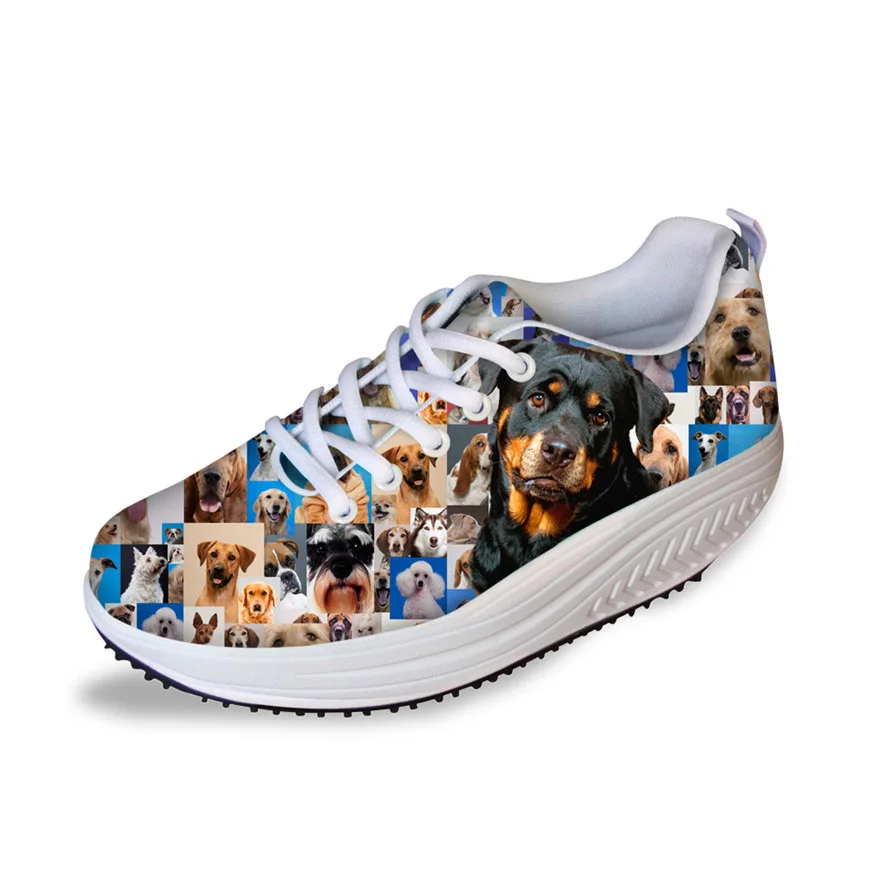 

NOIDYDESIGNS Cute 3D Animal Pet Dog Pug Printed Women Height Increasing Flat Platform Shoes Fashion Casual lady Swing Shoes