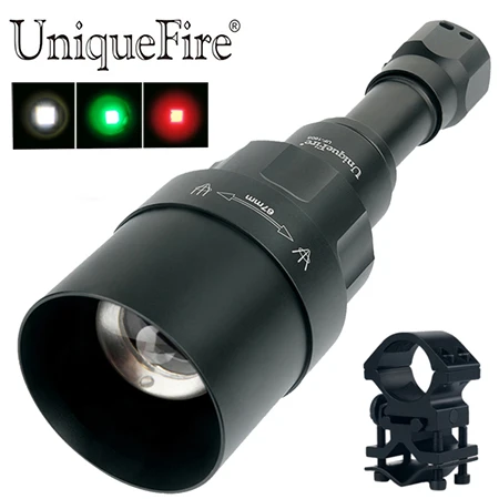 UniqueFire 1605 USB Перезаряжаемый T67 XRE светодиодный светильник-вспышка белый/зеленый/красный светильник 67 мм выпуклая линза фокусировка регулируемый фонарь Lanterna - Испускаемый цвет: Torch and Holder