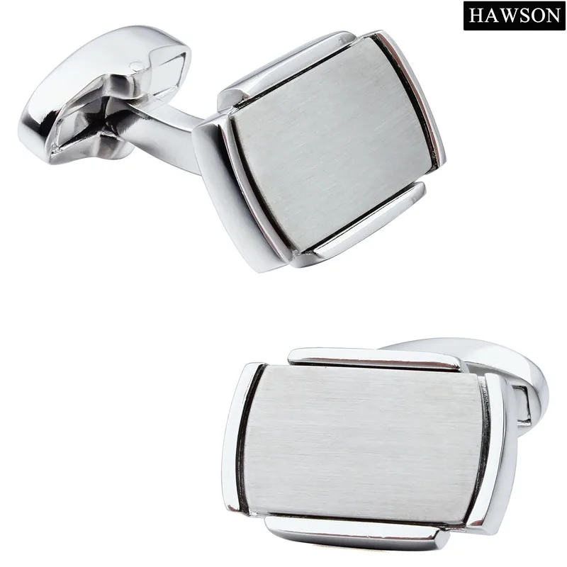 

HAWSON Simple Metal Cuff links Silver Color Engrave Cuff links Blanks for Business High Quality Gift
