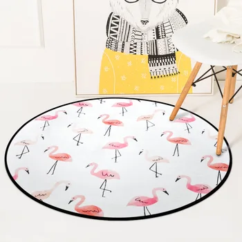 

Modern Round Carpet for Kids Bedroom Cartoon Geometry Printing Play Games Floor Mat Baby Crawling Blanket Outdoor Pad