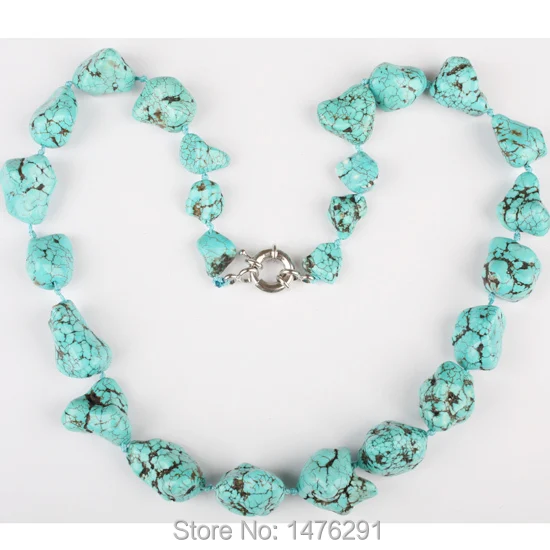 

Unique Charm Irregular Green Howlite Stone Necklace 20 "L