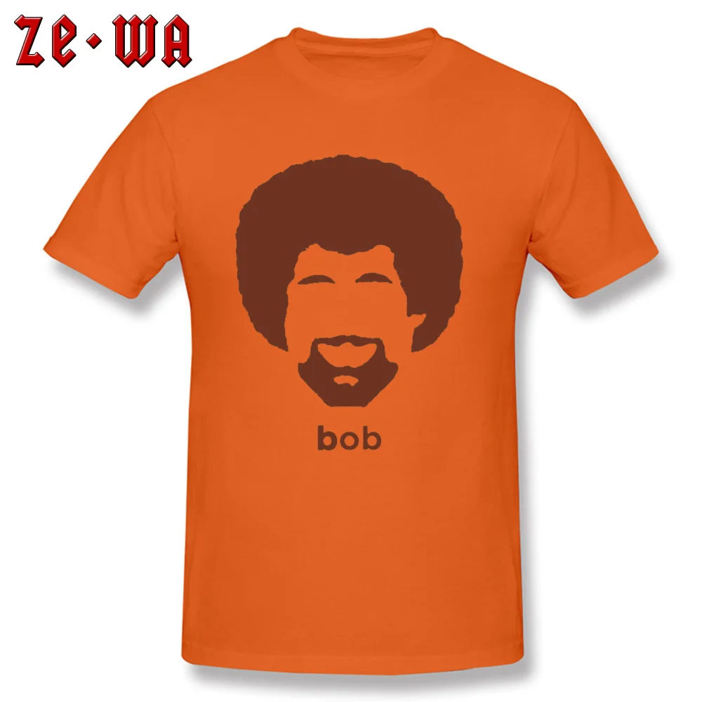 Prevalent Mens Top T-shirts Crew Neck Short Sleeve 100% Cotton Fabric Bob Ross -4445 Tops & Tees Casual T Shirt Bob Ross  -4445 orange
