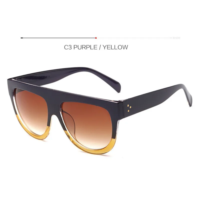 Oulylan классические негабаритные Солнцезащитные очки женские Ретро дизайнерские градиентные солнцезащитные очки женские UV400 большие оправы винтажные очки - Цвет линз: C3 Purple Yellow