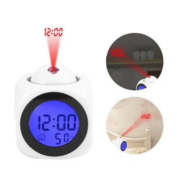 

Smart Clocks Mini Time Projector Electronic LCD Projection Clock Multifunction Digital Clock Voice Broadcast Home Office Device