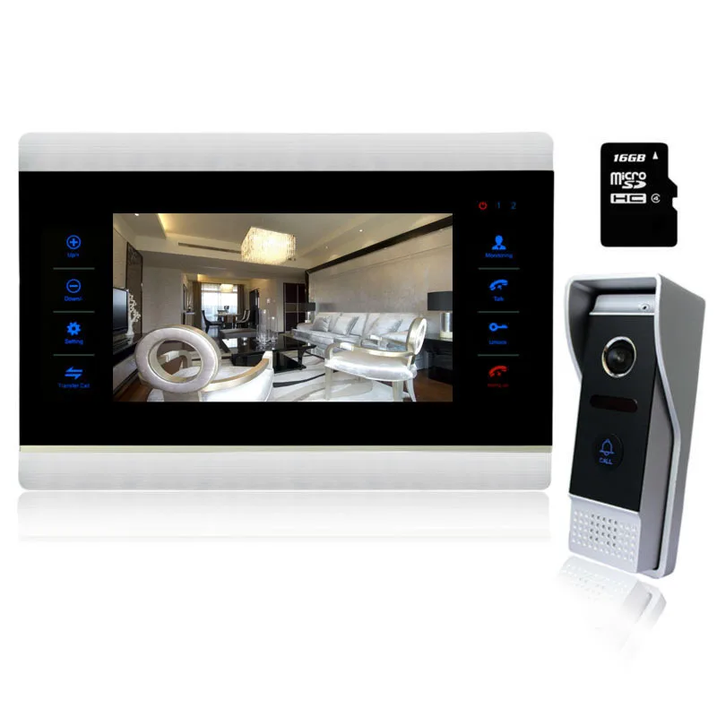 

Homefong NEW 7" luxury color video door phone with SD card with touch KEY screen camera waterproof night vision functions 1 V1