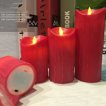 

Paraffin wax red led candle,Tear dripping finish candle for wedding event party,Home decoration,Christmas/Halloween candles