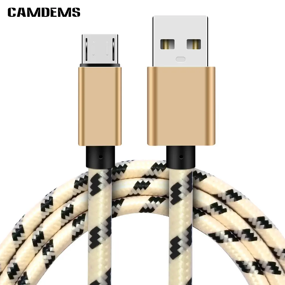 200pcs/lot Braided Micro USB Charger Lattice Cable Fabric Data Sync
