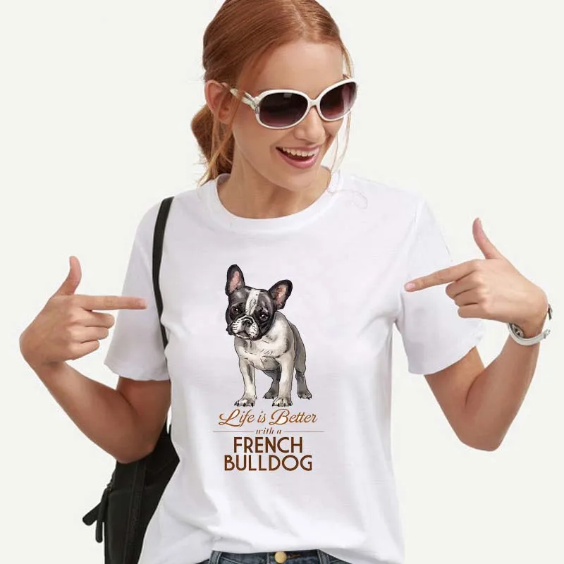 

Summer Women French Bulldog Printed Tops tshirt Life is Better with a bulldog Printed Women T-shirt Short Sleeve O-neck t shirt